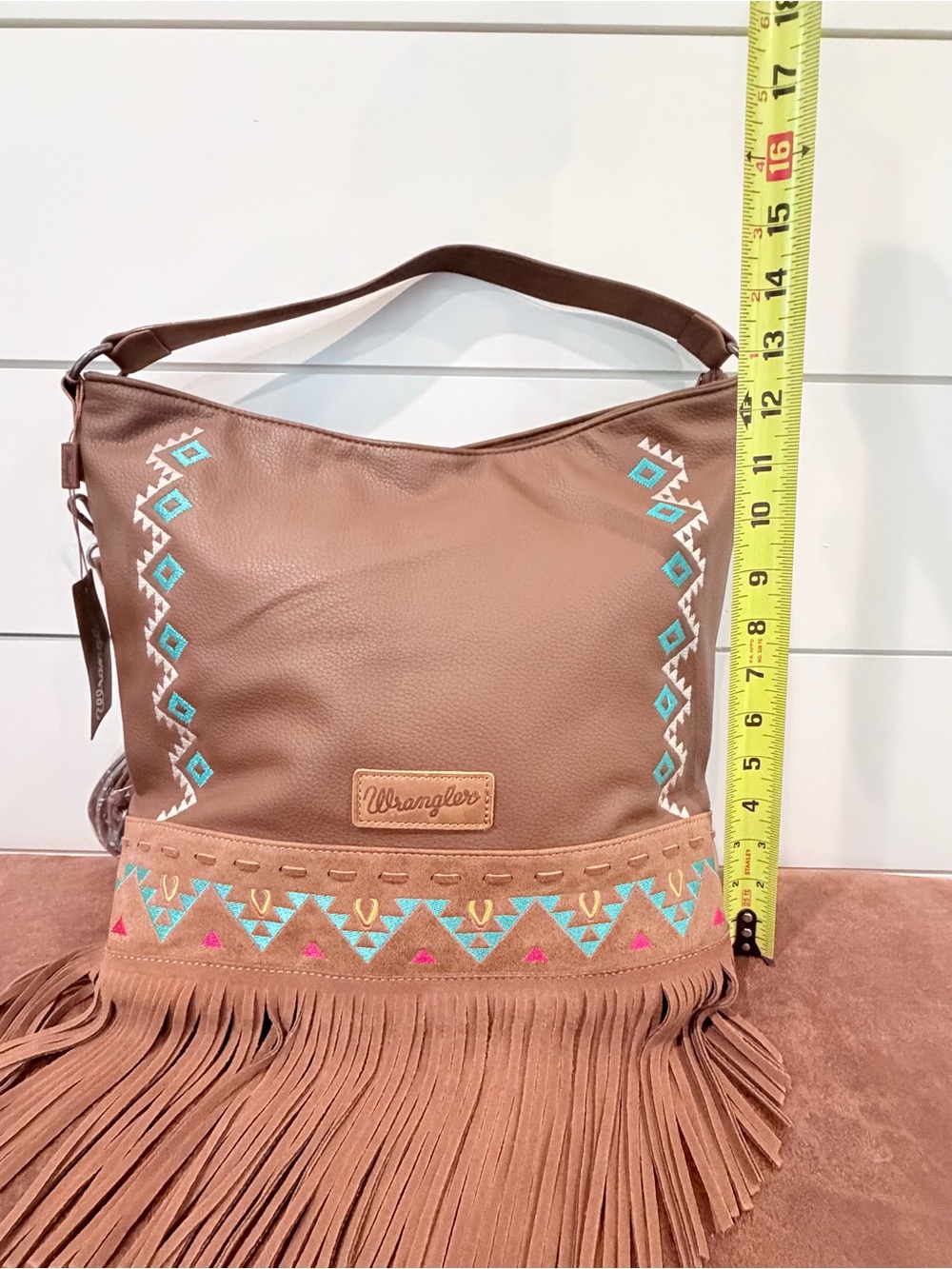 Wrangler Fringe Hobo Tribal Bag Western Boho Coastal Cowgirl Rodeo Core Aztec - Picture 10 of 10